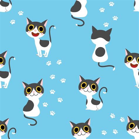 Premium Vector Cute Cat Seamless Pattern