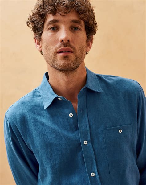 Blue Laundered Linen Shirt Mens Shirts Brora Fashion