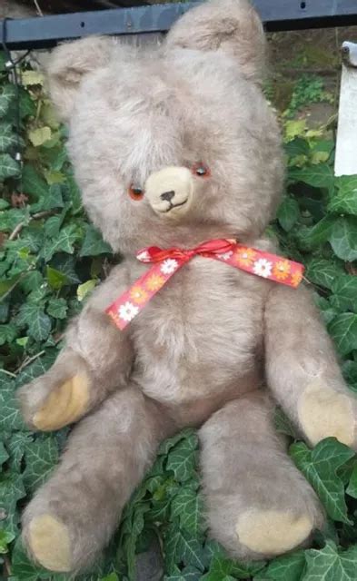 ALTER SCHÖNER GROSSER DDR Teddy Bär 65cm Glasaugen feste Füllung 1957