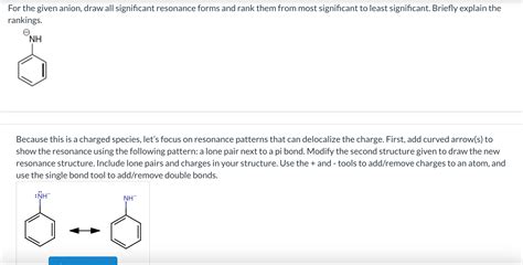 Solved For The Given Anion Draw All Significant Resonance Chegg