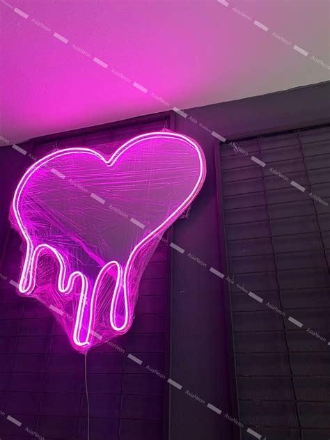 Melting Heart Neon Mirror Heart Shaped Neon Sign Led Neon Etsy