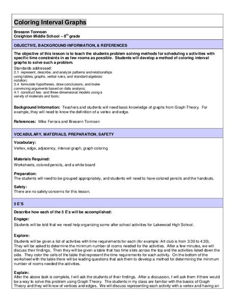 Coloring Interval Graphs Lesson Plan for 7th - 9th Grade | Lesson Planet