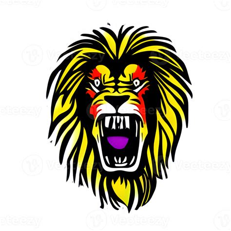 Colorful Lions Head Logo Lions Face Sticker Modern Pop Art Style