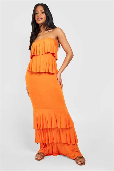 Ruffle Tiered Bandeau Maxi Dress Boohoo Usa