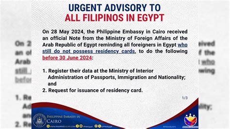 Philippine Embassy Sa Cairo Naglabas Ng Urgent Advisory Sa Mga Hindi