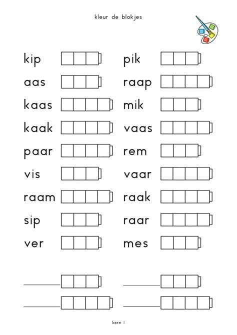 Kern 1 Werkbladen Leren Lezen Eerste Leerjaar Lezen Woorden Lezen