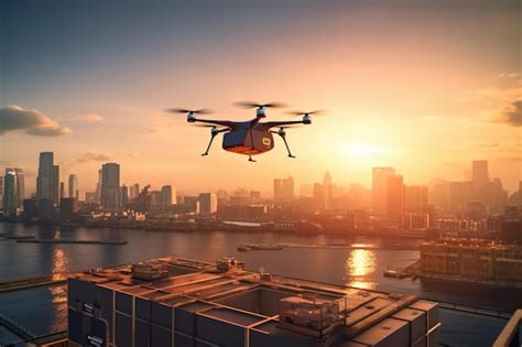 Premium Ai Image Beauty And Atmosphere Of Unmanned Drone Deliveries