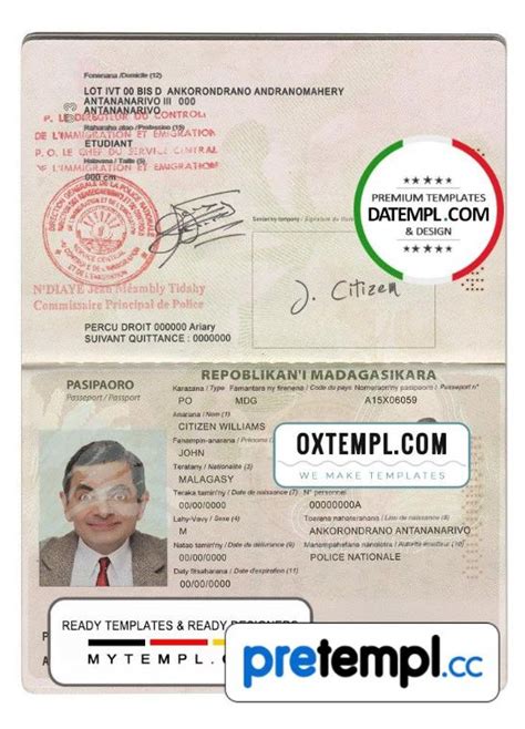 Malagasy Passport Example In Psd Format Fully Editable Pretempl