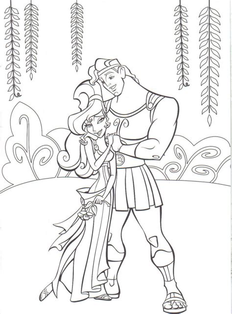 Coloriage Hercule Et Megara Dans La Nature Dessin Gratuit Imprimer