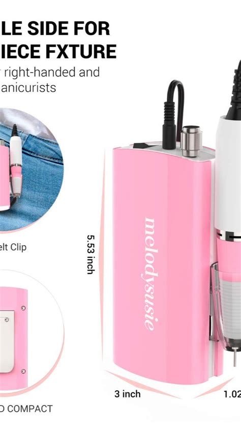 Melodysusie Professional Nail Drill Rpm Rechargeable Portable