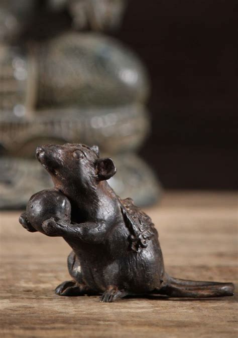 Sold Brass Small Statue Of Mooshika Ganesha S Rat Vehicle Holding