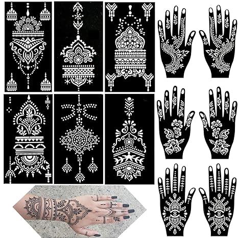 Amazon Qstohena Henna Tattoo Stencils Kit Sheets Temporary