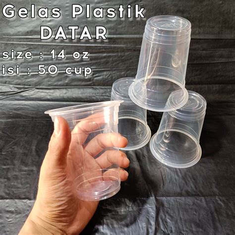 Jual Gelas Plastik Datar Ukuran 14 Oz Isi 50 Cup Gelas Plastik