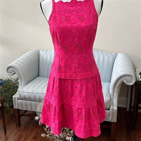 Nanette Lepore Fiesta Pink Windswept Eyelet Dress S Gem