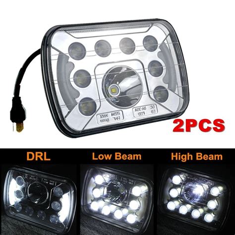 Pcs X Inch Rectangular Angel Eye Headlight Led Headlight With Drl