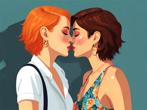 Premium Photo Free Vector Lesbian Couple Kiss In Flat Design Style