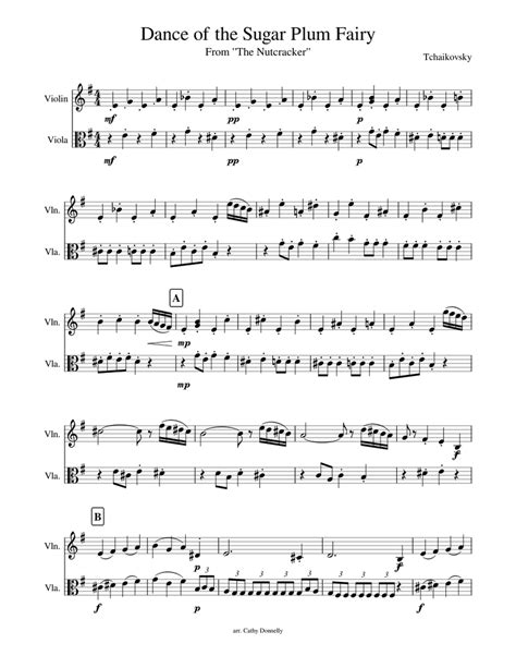 Dance Of The Sugar Plum Fairy Rearranged Sheet Music For Violin Viola String Duet