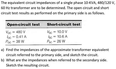 Solved The Equivalent Circuit Impedances Of A Single Phase Chegg