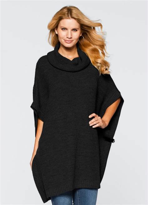 Poncho De Tric Gola Alta Preto Bonprix