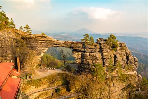 Sandstone Arch Pravcicka Brana Landmark in Evening, Bohemian ...