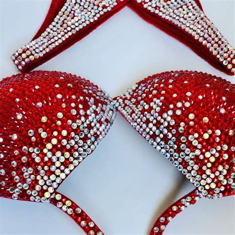 Ifbb Npc Competition Figure Bikini Suit Red Bodybuilding Etsy