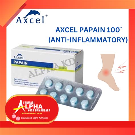 Axcel Papain 10000 Usp 100`table Anti Inflammation And Reduce