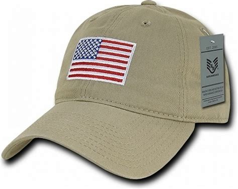 Men S USA Baseball Cap Polo Style Patriotic American Flag New Khaki