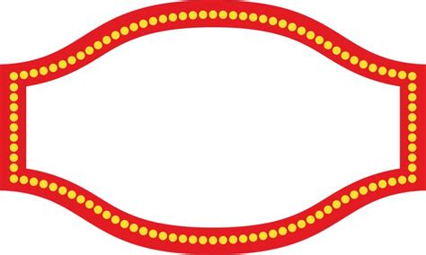 A Red Sign With Yellow Lights On It S Sides And An Oval Shaped Frame