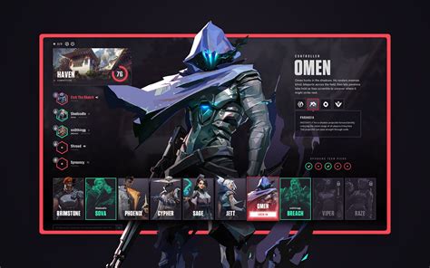 Valorant Character Picker Ui Redesign On Behance Game Ui Game