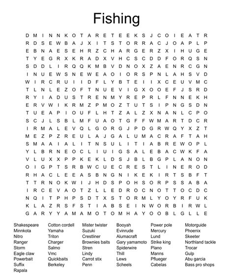 Printable Fishing Word Search Puzzles