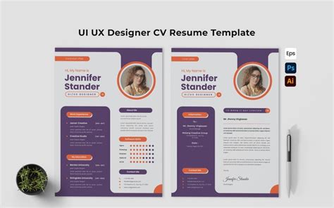 Purple Ui Ux Designer Cv Resume Template Templatemonster