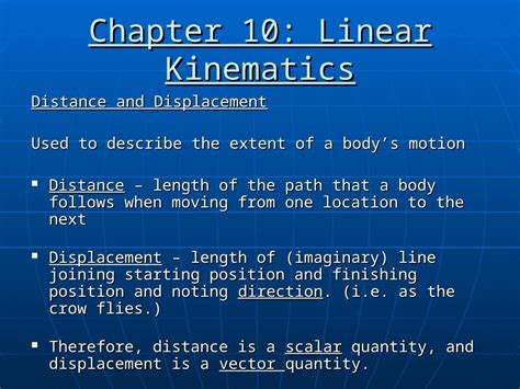 Ppt Chapter 10 Linear Kinematics Distance And Displacement Used To