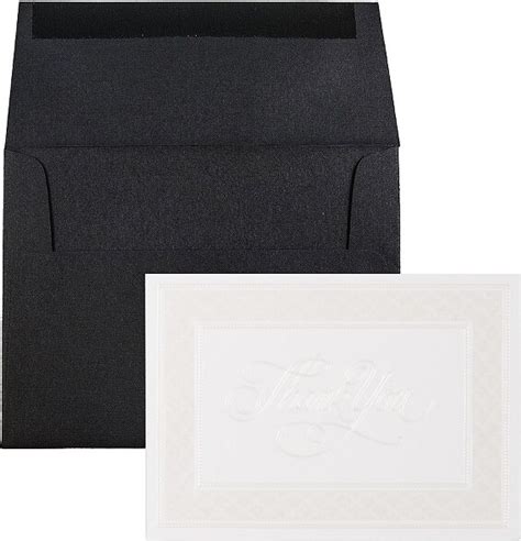 Jam Paper And Envelope Jam Paper Thank You Card Sets Pearl Border Card With Black Linen Envelopes