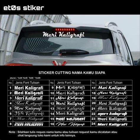 Jual Stiker Nama Custom Cutting Sticker Custom Stiker Mobil Stiker