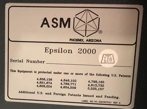 Used Asm E2000 Epitaxial Reactor For Sale At Tara Semiconductor Tec