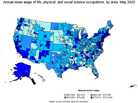 Map Of Annual Mean Wages Of Life Physical And Social Science