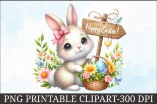 Cute Easter Bunny Sign Clipart Graphic By Artstory Creative Fabrica