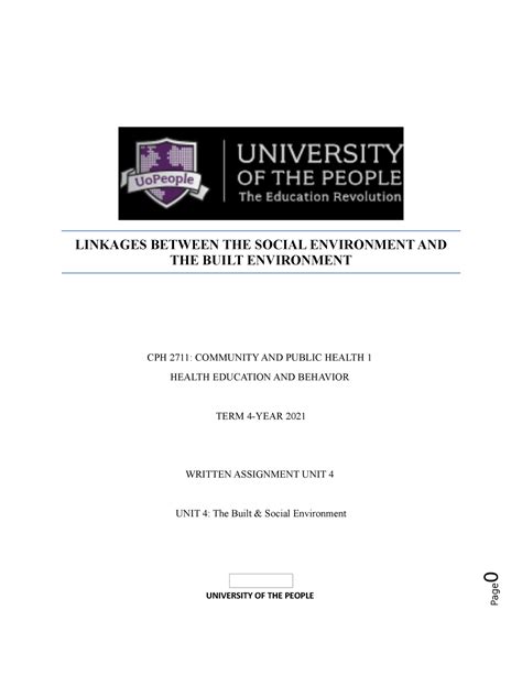 Cph Unit Written Assignment Linkages Between The Social