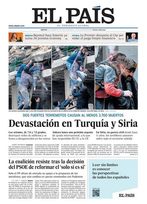 Portada de EL PAÍS del 07 02 2023