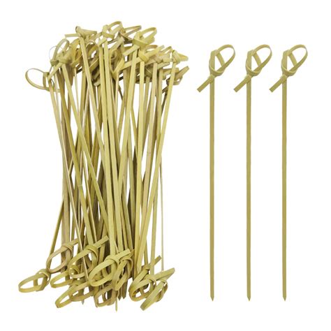 BLUE TOP Bamboo Cocktail Picks 100 PCS Bamboo Skewers 6 Inch With