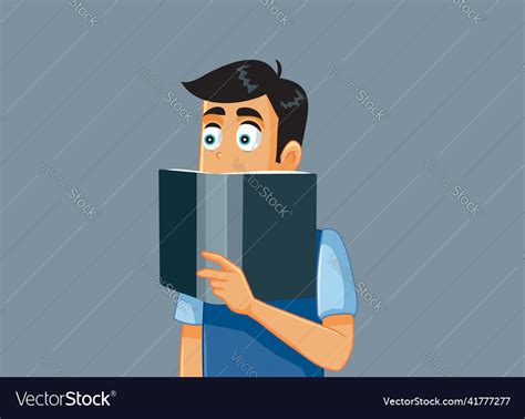 Young Man Reading Book Cartoon Royalty Free Vector Image