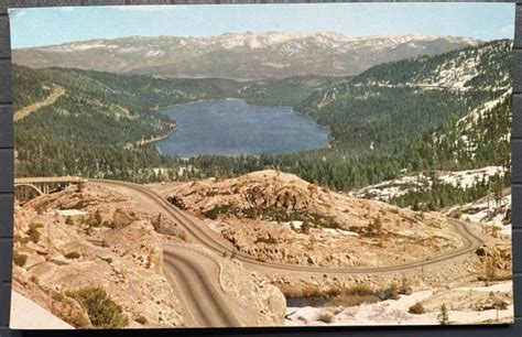 Vintage Postcard 1950 1960 Donner Lake From Donner Summit Truckee California United States