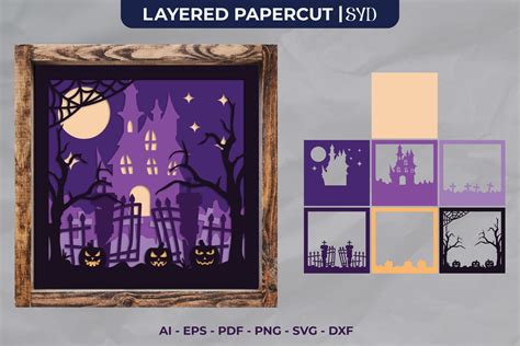 Halloween Haunted House Layered Papercut Graphic By Syaid Narindra · Creative Fabrica