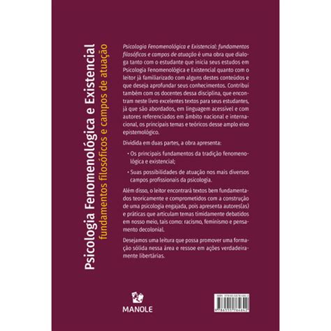 Livro Psicologia Fenomenol Gica E Existencial Fundamentos