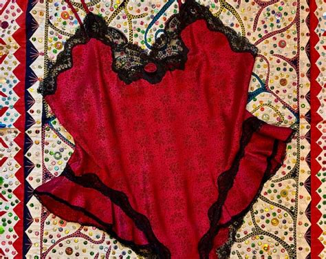 S Red With Black Lace Teddy Lingerie M L Etsy
