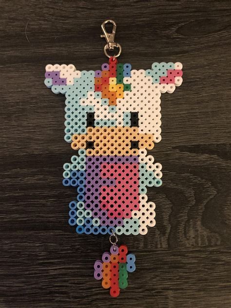 Unicorn Keychain Etsy Easy Perler Bead Patterns Hama Beads Design