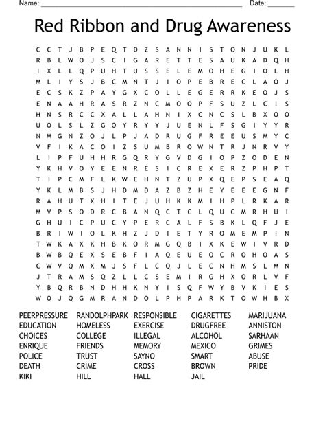 Red Ribbon Week Word Search Wordmint