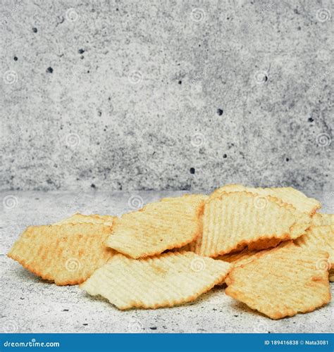 Corrugated Potato Chips Snack Junk Food Close Up Stock Photo