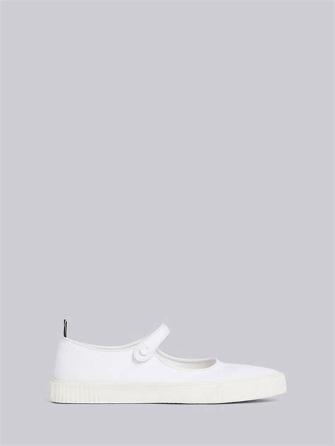 White Canvas Vulcanized Rubber Sole Thom John Tennis Shoe Thom Browne