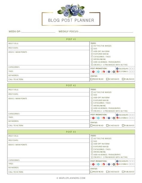 Free Printable Blog Post Planner